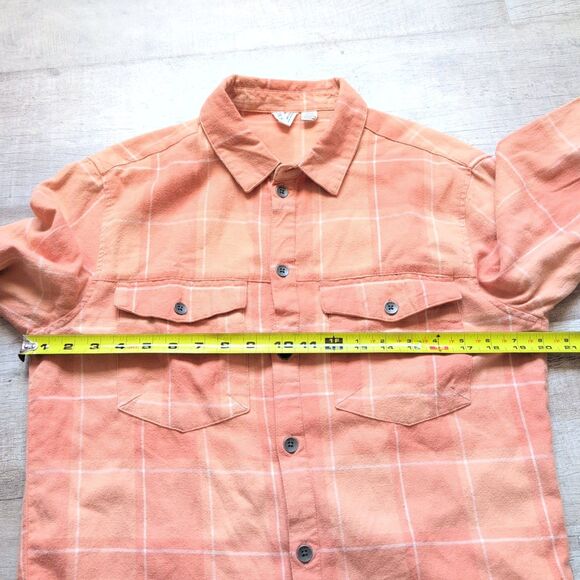 Roxy Women Orange Plaid Cotton Button Down Flannel Shirt XS/S - Picture 4 of 6